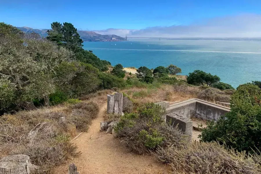 Campground at Angel Island State Park, overlooking the San Francisco Bay and Golden Gate Bridge